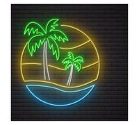 SHOUXI Sign Lamp Palm Tree and Sunset Neon Sign USB Powered Decorative Lamps Beach Bar Kids Room Game Room Wall Art Decor 51cm