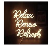SHOUXI Sign Lamp Relax Renew Refresh Neon Sign USB Powered Dimmable for Bar Cafe Gaming Room Bedroom Decorations 12.59x12.59inch