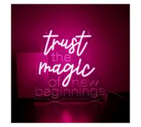 SHOUXI Sign Lamp Trust The Magic of New Beginnings Neon Sign Light Dimmable for Bar Beer Man Cave Party Room Wall Decor 33cmx33.8cm