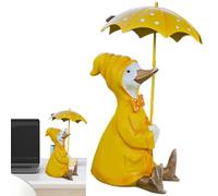 Shouxiut Garden Ornaments Outdoor Duck Statue,Animal Sculpture Figurine Outside Garden,Duck Ornaments For The Home, Resin Animal Holding Umbrella, Outside Decor Animal Sculpture For Yard