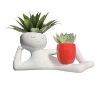 Shouxiut Relaxing Person Holding Pot,Lazy Guy Planter Succulent Plant Pot,Lying Down Figure,Human Shaped Flower Pot,Garden Resin Flowerpot Planter Succulent Pots Flower Container For Outdoor Indoor