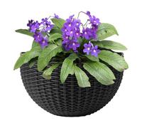 Shouxiut Wall Baskets For The Garden, Wall Hanging Flower Pot, Garden Hanging Baskets Outdoor, Imitation Rattan Walls Mounted Pot, Semicircle Hangings With Drainage Hole And Hooks,Walls Decorations