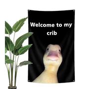 Shouxiut Welcome To My Crib Flag, Man Cave Wall Flag, Hangable Quirky Polyester Duck Flags, Duck Flags Wall Tapestry With Brass Grommets, Decorative Walls Signs Home Decor for College Dorm, Outdoor