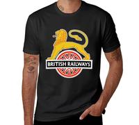 SHOUZUREN British Railways BR Sign First British Railways Cycling Lion T-Shirt Black L