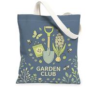 Shovel Canvas Tote Bag for Women, Spring Fanciful Butterfly Flower Spring Blue Washable Reusable Everyday Tote Bags Ideas for Family Friends Colleagues Reading Loves 13x15 Inch