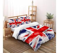 SHOVERKD 3D Printed Artistic Union Jack Duvet Cover Bedding Set 3 Pieces Soft Microfiber with Pillowcases,Hidden Zipper for Kid Teens King(220x240cm) Room Decor