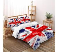 SHOVERKD 3D Printed Artistic Union Jack Quilt Cover Bedding Set 3 Pieces Luxury Microfiber with Pillowcases,Hidden Zipper for Boys and Girls Double（200x200cm） Room Decor