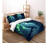 SHOVERKD 3D Printed Aurora Snow Owl Wisdom Quilt Cover Wildlife Forest Animal Bedding Set 3 Pieces Soft Microfiber with Pillowcases,Hidden Zipper for Boys And Girls Double（200x200cm） Room Decor