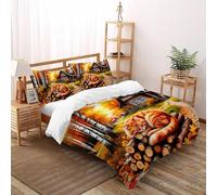 SHOVERKD 3D Printed Autumn Nap Sanctuary Cat Quilt Cover Cute Animal Bedding Set 3 Pieces Soft Microfiber with Pillowcases,Hidden Zipper for Boys And Girls Super King(260x220cm) Room Decor