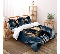 SHOVERKD 3D Printed Black Horse Moon Rock Duvet Cover Wildlife Land Animal Bedding Set 3Pcs Luxury Microfiber with Pillowcases,Hidden Zipper for Teens And Adults King（220x240cm） Room Decor