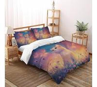 SHOVERKD 3D Printed Blue Eye White Cat Quilt Cover Cute Animal Bedding Set 3Pcs Luxury Microfiber with Pillowcases,Hidden Zipper for Teens and Adults Super King(260x220cm) Room Decor