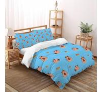 SHOVERKD 3D Printed Capybara Orange Ripple Duvet Cover Cute Animal Bedding Set 3 Pieces Soft Microfiber with Pillowcases,Hidden Zipper for Kid Teens Super King（260x220cm） Room Decor