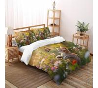 SHOVERKD 3D Printed Cat Garden Butterfly Touch Quilt Cover Cute Animal Bedding Set 3Pcs Soft Microfiber with Pillowcases,Hidden Zipper for Kid Teens King（220x240cm） Idea