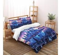 SHOVERKD 3D Printed Celestial Metropolis Dreamy Duvet Cover Bedding Set 3Pcs Luxury Microfiber with Pillowcases,Hidden Zipper for Teens And Adults King（220x240cm） Room Decor