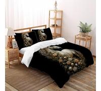 SHOVERKD 3D Printed Christmas Tree White Horse Duvet Cover Wildlife Land Animal Bedding Set 3Pcs Luxury Microfiber with Pillowcases,Hidden Zipper for Kid Teens King（220x240cm） Modern Home Decor