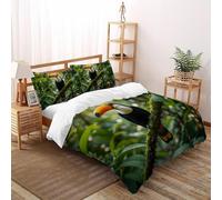 SHOVERKD 3D Printed Colorful Toucan Branch Sit Quilt Cover Wildlife Forest Animal Bedding Set 3Pcs Soft Microfiber with Pillowcases,Hidden Zipper for Boys And Girls Super King（260x220cm） Room Decor