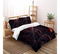 SHOVERKD 3D Printed Crimson Moon Wolf Howl Duvet Cover Wildlife Forest Animal Bedding Set 3Pcs Soft Microfiber with Pillowcases,Hidden Zipper for Junior Collection Super King（260x220cm） Room Decor