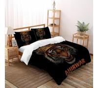 SHOVERKD 3D Printed Crowned Ruby Golden Tiger Duvet Cover Wildlife Land Animal Bedding Set 3 Pieces Soft Microfiber with Pillowcases,Hidden Zipper for Kid Teens Super King(260x220cm) Room Decor