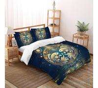 SHOVERKD 3D Printed Destiny Zodiac Pisces Quilt Cover Wildlife Marine Animal Bedding Set 3Pcs Soft Microfiber with Pillowcases,Hidden Zipper for Boys And Girls Double（200x200cm） Room Decor