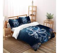 SHOVERKD 3D Printed Diamond Octopus Duvet Cover Ocean Wild Animal Bedding Set 3Pcs Luxury Microfiber with Pillowcases,Hidden Zipper for Junior Collection King（220x240cm） Room Decor