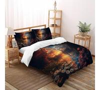 SHOVERKD 3D Printed Dual Realm Harmony Quilt Cover Bedding Set 3Pcs Soft Microfiber with Pillowcases,Hidden Zipper for Junior Collection King（220x240cm） Room Decor