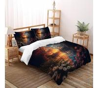 SHOVERKD 3D Printed Dual Realm Harmony Quilt Cover Bedding Set 3Pcs Soft Microfiber with Pillowcases,Hidden Zipper for Teens And Adults Super King（260x220cm） Room Decor