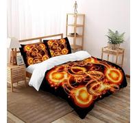 SHOVERKD 3D Printed Eastern Dragon Flame Ball Duvet Cover Wildlife Fantasy Animal Bedding Set 3Pcs Soft Microfiber with Pillowcases,Hidden Zipper for Teens And Adults Super King（260x220cm） Room Decor