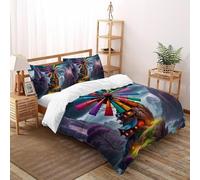 SHOVERKD 3D Printed Enchanted Windmill Sanctuary Duvet Cover Bedding Set 3Pcs Soft Microfiber with Pillowcases,Hidden Zipper for Kid Teens Double(200x200cm) Room Decor