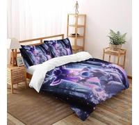 SHOVERKD 3D Printed Fairy Antler Forest Deer Duvet Cover Fantasy Bedding Set 3Pcs Luxury Microfiber with Pillowcases,Hidden Zipper for Teens And Adults Double（200x200cm） Room Decor