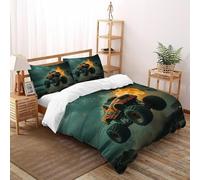 SHOVERKD 3D Printed Flame Inferno Monster Truck Duvet Cover Bedding Set 3Pcs Luxury Microfiber with Pillowcases,Hidden Zipper for Kid Teens King(220x240cm) Idea