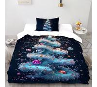 SHOVERKD 3D Printed Galactic Christmas Tree Duvet Cover Christmas Festival Bedding Set 2Pcs Soft Microfiber with Pillowcases,Hidden Zipper for Junior Collection Single（135x200cm） Room Decor