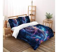 SHOVERKD 3D Printed Glow Moonlit Lion Duvet Cover Wildlife Land Animal Bedding Set 3Pcs Soft Microfiber with Pillowcases,Hidden Zipper for Kid Teens Double（200x200cm） Room Decor