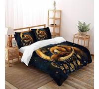 SHOVERKD 3D Printed Golden Moon Bear Duvet Cover Wildlife Forest Animal Bedding Set 3Pcs Luxury Microfiber with Pillowcases,Hidden Zipper for Kid Teens Super King（260x220cm） Modern Home Decor