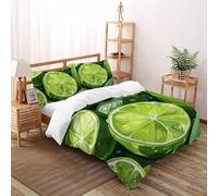 SHOVERKD 3D Printed Green Orange Pattern Quilt Cover Plant Fruit Bedding Set 3 Pieces Soft Microfiber with Pillowcases,Hidden Zipper for Boys And Girls Super King（260x220cm） Room Decor