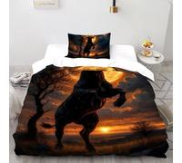 SHOVERKD 3D Printed Harvest Moon Bull Quilt Cover Wildlife Land Animal Bedding Set 2Pcs Soft Microfiber with Pillowcases,Hidden Zipper for Kid Teens Single（135x200cm） Modern Home Decor