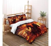 SHOVERKD 3D Printed Inferno Skull Knight Duvet Cover Fantasy Bedding Set 3Pcs Luxury Microfiber with Pillowcases,Hidden Zipper for Junior Collection Super King（260x220cm） Room Decor