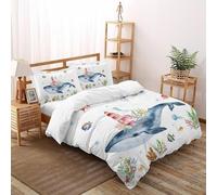 SHOVERKD 3D Printed Lighthouse Whale Duvet Cover Ocean Wild Animal Bedding Set 3Pcs Luxury Microfiber with Pillowcases,Hidden Zipper for Kid Teens King(220x240cm) Modern Home Decor