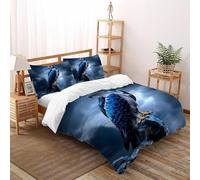 SHOVERKD 3D Printed Majestic Blue Hawk Quilt Cover Wildlife Forest Animal Bedding Set 3Pcs Soft Microfiber with Pillowcases,Hidden Zipper for Teens And Adults Double（200x200cm） Room Decor