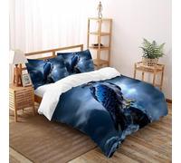 SHOVERKD 3D Printed Majestic Blue Hawk Quilt Cover Wildlife Forest Animal Bedding Set 3Pcs Soft Microfiber with Pillowcases,Hidden Zipper for Kid Teens Super King（260x220cm） Idea