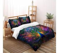 SHOVERKD 3D Printed Majestic Peacock Radiance Duvet Cover Wildlife Forest Animal Bedding Set 3 Pieces Soft Microfiber with Pillowcases,Hidden Zipper for Kid Teens Super King（260x220cm） Room Decor