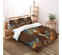 SHOVERKD 3D Printed Majestic Pegasus Flight Duvet Cover Fantasy Animal Bedding Set 3Pcs Soft Microfiber with Pillowcases,Hidden Zipper for Kid Teens Double（200x200cm） Modern Home Decor
