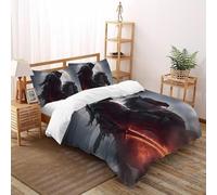 SHOVERKD 3D Printed Moon And Knight Quilt Cover Mythology Fantasy Bedding Set 3 Pieces Luxury Microfiber with Pillowcases,Hidden Zipper for Kid Teens Super King（260x220cm） Room Decor