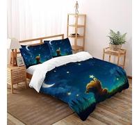 SHOVERKD 3D Printed Moon Brown Teddy Bear Duvet Cover Cute Animal Bedding Set 3Pcs Soft Microfiber with Pillowcases,Hidden Zipper for Junior Collection Double（200x200cm） Room Decor
