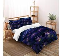 SHOVERKD 3D Printed Moonlit Lavender Magic Duvet Cover Plant Flower Bedding Set 3Pcs Luxury Microfiber with Pillowcases,Hidden Zipper for Kid Teens King（220x240cm） Modern Home Decor
