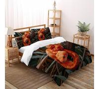 SHOVERKD 3D Printed Orange Patterned Snake Coil Quilt Cover Wildlife Forest Animal Bedding Set 3Pcs Soft Microfiber with Pillowcases,Hidden Zipper for Kid Teens King（220x240cm） Room Decor