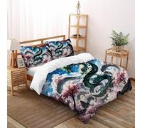 SHOVERKD 3D Printed Oriental Dragon Wisdom Duvet Cover Fantasy Animal Bedding Set 3 Pieces Luxury Microfiber with Pillowcases,Hidden Zipper for Kid Teens Super King（260x220cm） Room Decor
