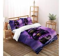 SHOVERKD 3D Printed Pirate Ship Purple Duvet Cover Vehicle Bedding Set 3 Pieces Luxury Microfiber with Pillowcases,Hidden Zipper for Kid Teens Double（200x200cm） Room Decor