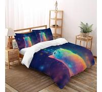 SHOVERKD 3D Printed Rainbow Gradient Cat Duvet Cover Cute Animal Bedding Set 3Pcs Luxury Microfiber with Pillowcases,Hidden Zipper for Junior Collection Super King（260x220cm） Room Decor