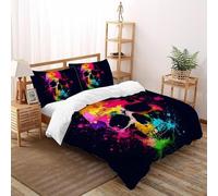 SHOVERKD 3D Printed Rainbow Skull Artistry Quilt Cover Halloween Festival Celebration Bedding Set 3Pcs Soft Microfiber with Pillowcases,Hidden Zipper for Kid Teens King（220x240cm） Modern Home Decor