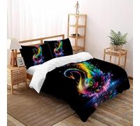 SHOVERKD 3D Printed Rainbow Swan Elegance Quilt Cover Wildlife Forest Animal Bedding Set 3Pcs Soft Microfiber with Pillowcases,Hidden Zipper for Kid Teens Double（200x200cm） Modern Home Decor